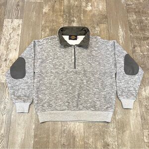 ALASKA 1/2 Half Zip Pullover Sweatshirt w/ Elbow Patches Made in USA Grey Mens S